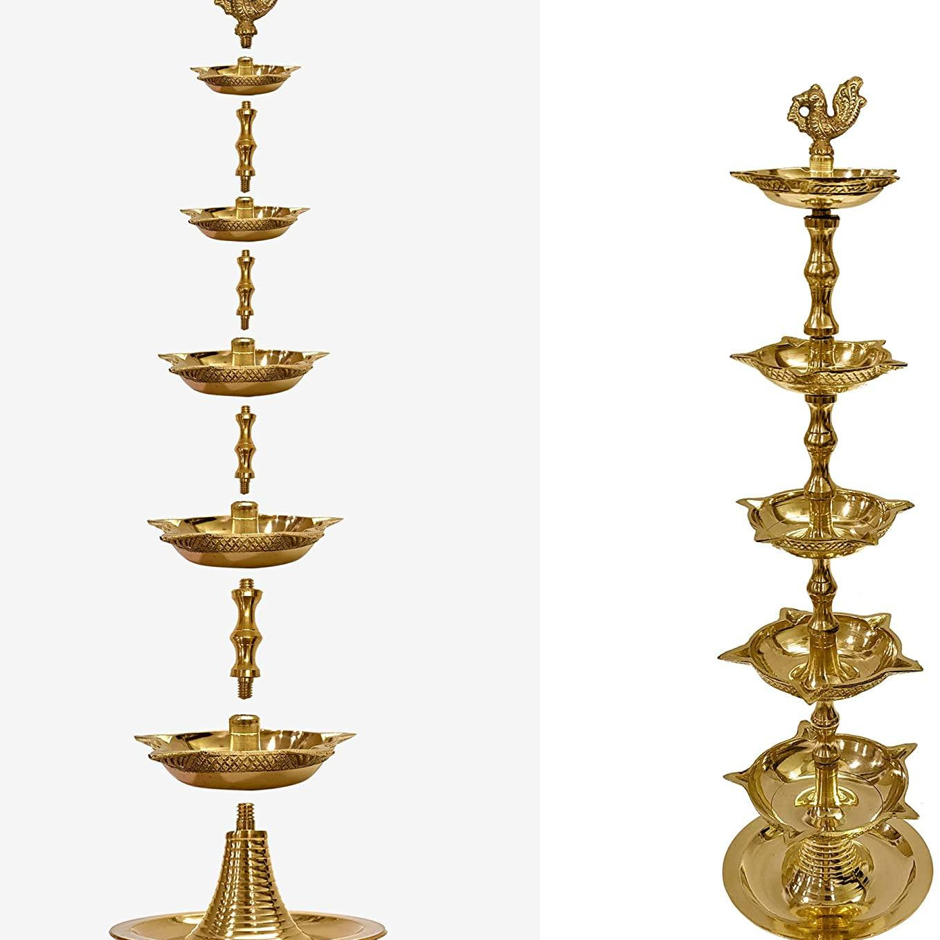 Brass 5 Step Peacock Kerala Diya