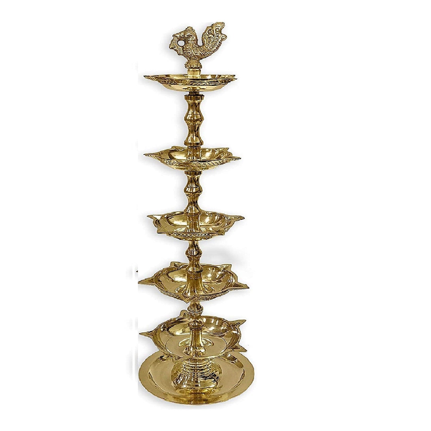 Brass 5 Step Peacock Kerala Diya
