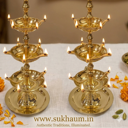 Brass 5 Step Peacock Kerala Diya