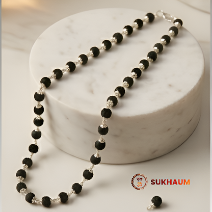 Karungali Mala Silver Capping Spiritual Protection
