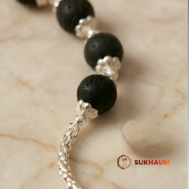 Karungali Mala Silver Capping Spiritual Protection