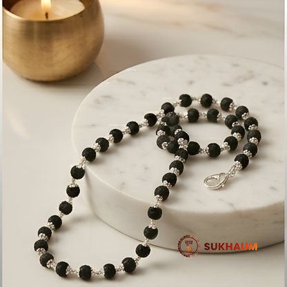 Karungali Mala Silver Capping Spiritual Protection