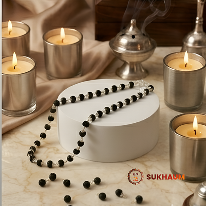 Karungali Mala Silver Capping Spiritual Protection