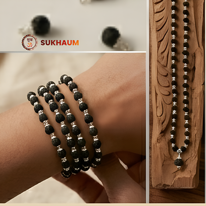 Karungali Mala Silver Capping Spiritual Protection
